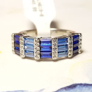 2.51ctw Lab Blue Spinel & Blue & White CZ SS Ring